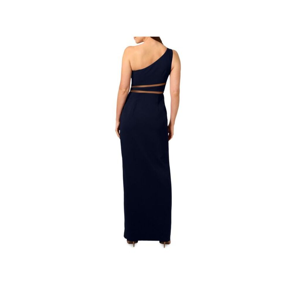 LIV FOSTER Womens Navy Mesh Inset Waist Lined Sleeveless Gown Dress 6 - Picture 2 of 3
